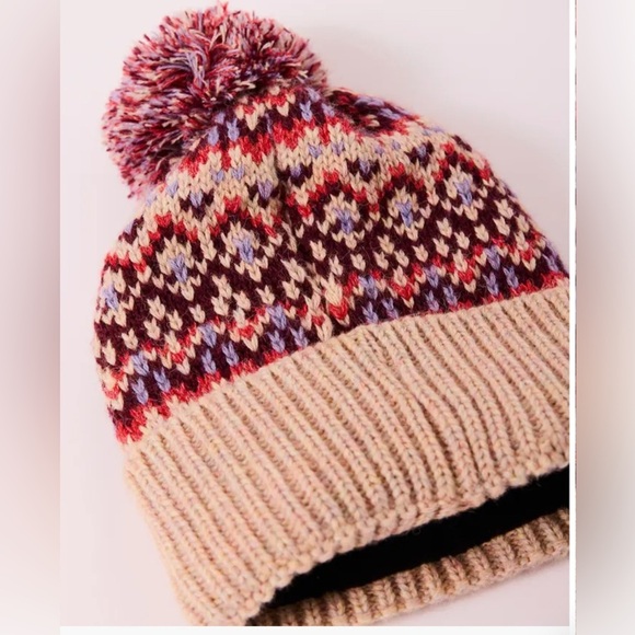 NWT Free People First Frost  Fair Isle Knit Beanie Women Fall Winter One Size - Picture 2 of 6